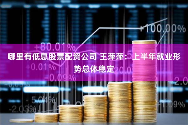 哪里有低息股票配资公司 王萍萍：上半年就业形势总体稳定
